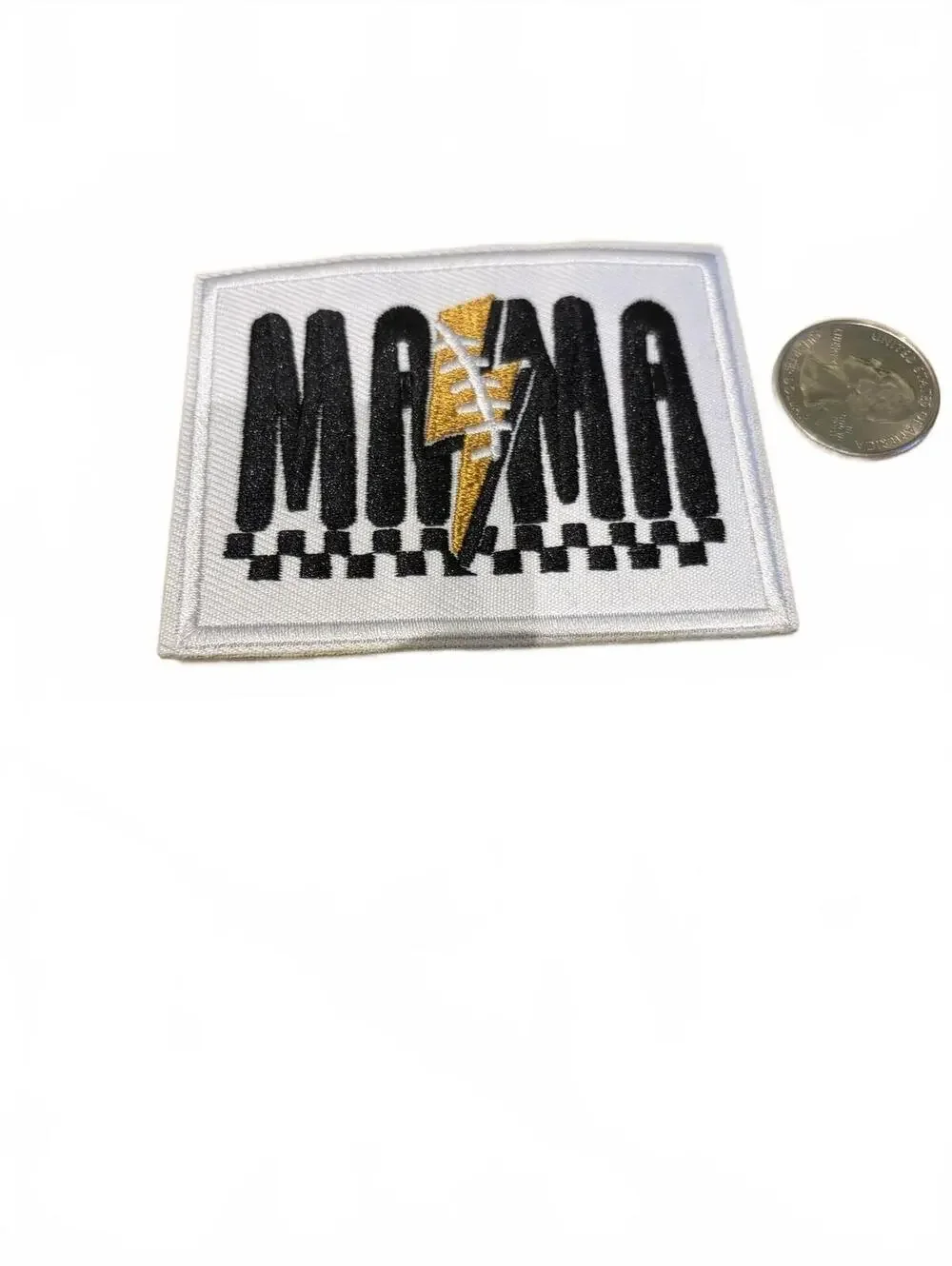 MAMA Embroidered Patch with Lightning Bolt Design